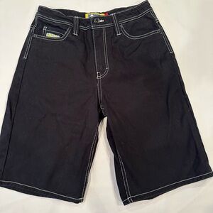 Empyre Kids Ultra Loose Embroidered Black Skate Shorts - Waist 26